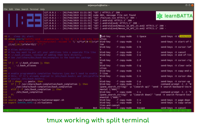 Tmux Working With Split Terminal
